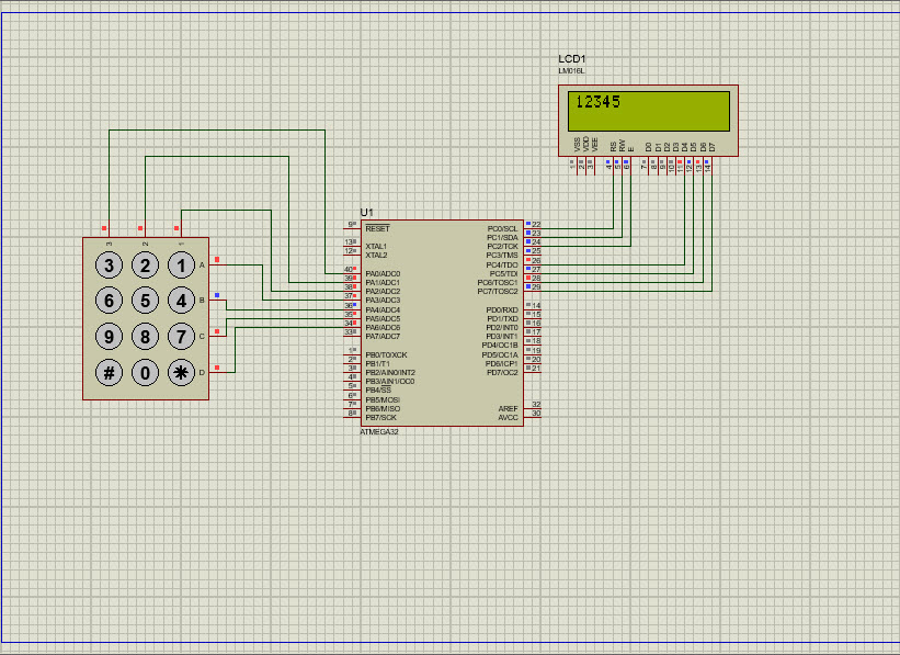 کدنویسی نوشتن اعداد روی LCD توسط کی پد در محیط پروتئوس و زبان C در محیط کدویژن